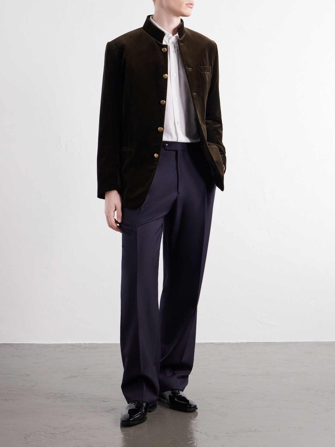 Favourbrook - Nehru Cotton-Velvet Blazer - Green