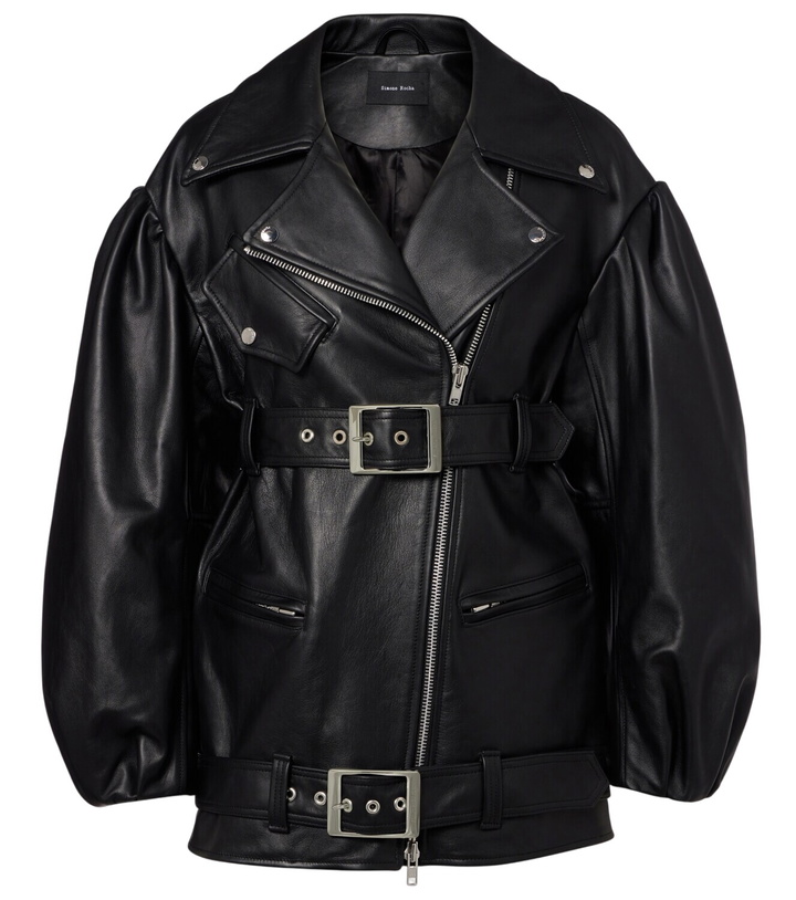 Photo: Simone Rocha Belted leather biker jacket