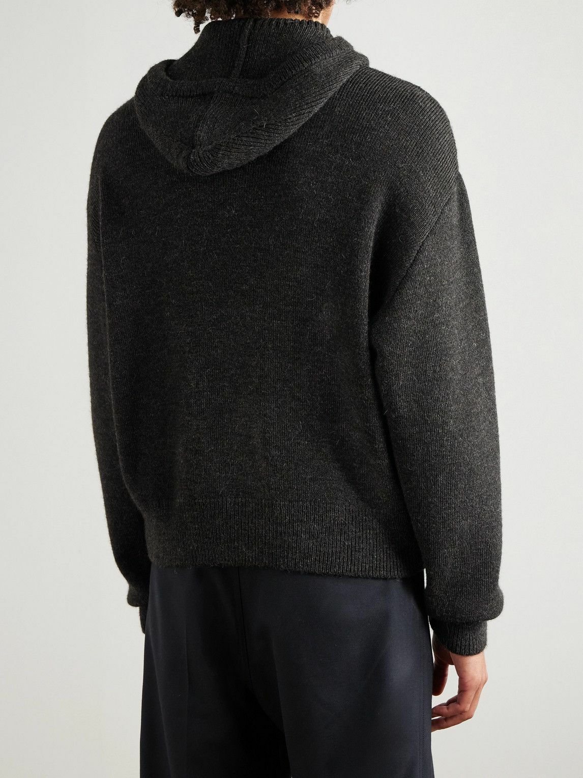 LEMAIRE - Knitted Hoodie - Brown