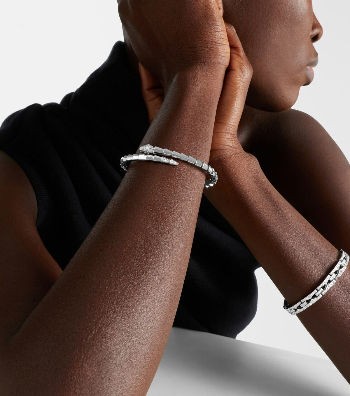 Bvlgari Serpenti Viper 18kt white gold bracelet with diamonds