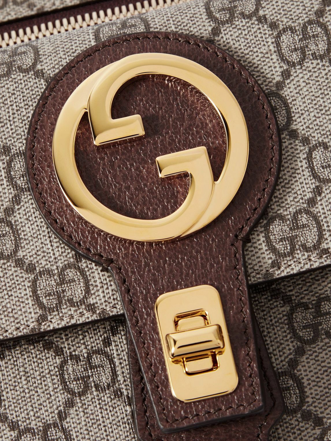 GUCCI - Blondie Leather-Trimmed Monogrammed Coated-Canvas Belt Bag ...