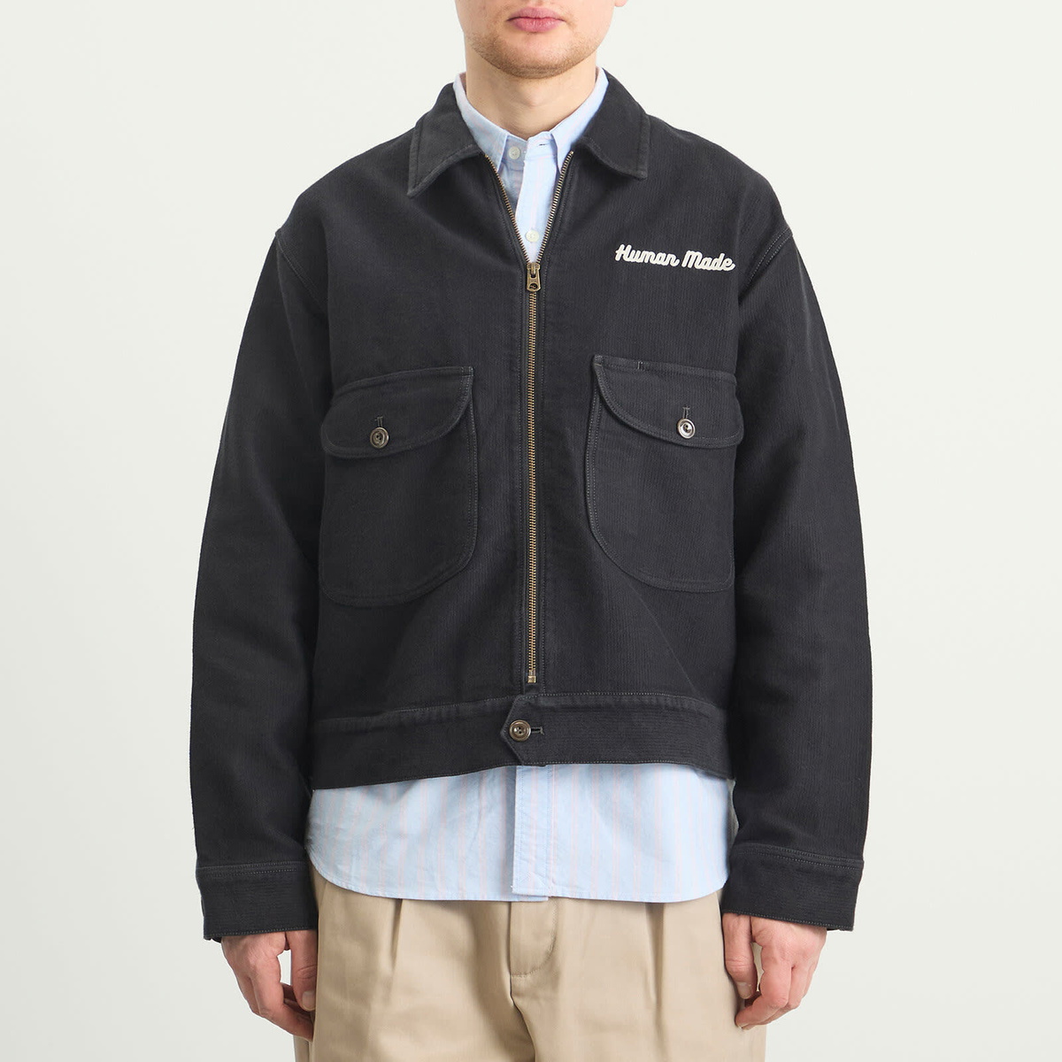 HUMAN MADE ブラック Lサイズ ジャケット Human Made Men's Zip Work Jacket in Black Human Made