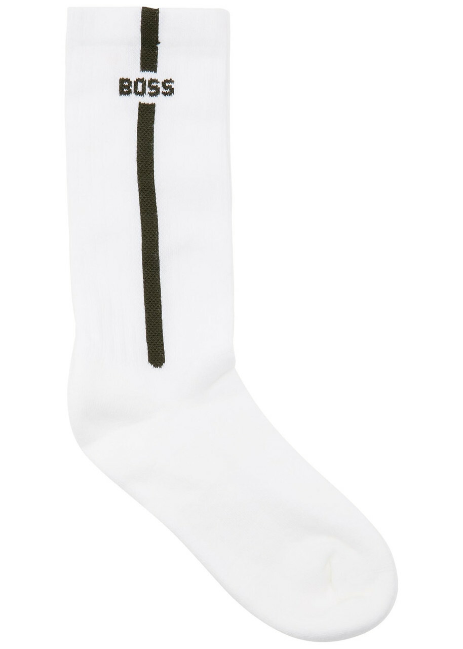 Boss Logo-intarsia Cotton-blend Socks set of Three White