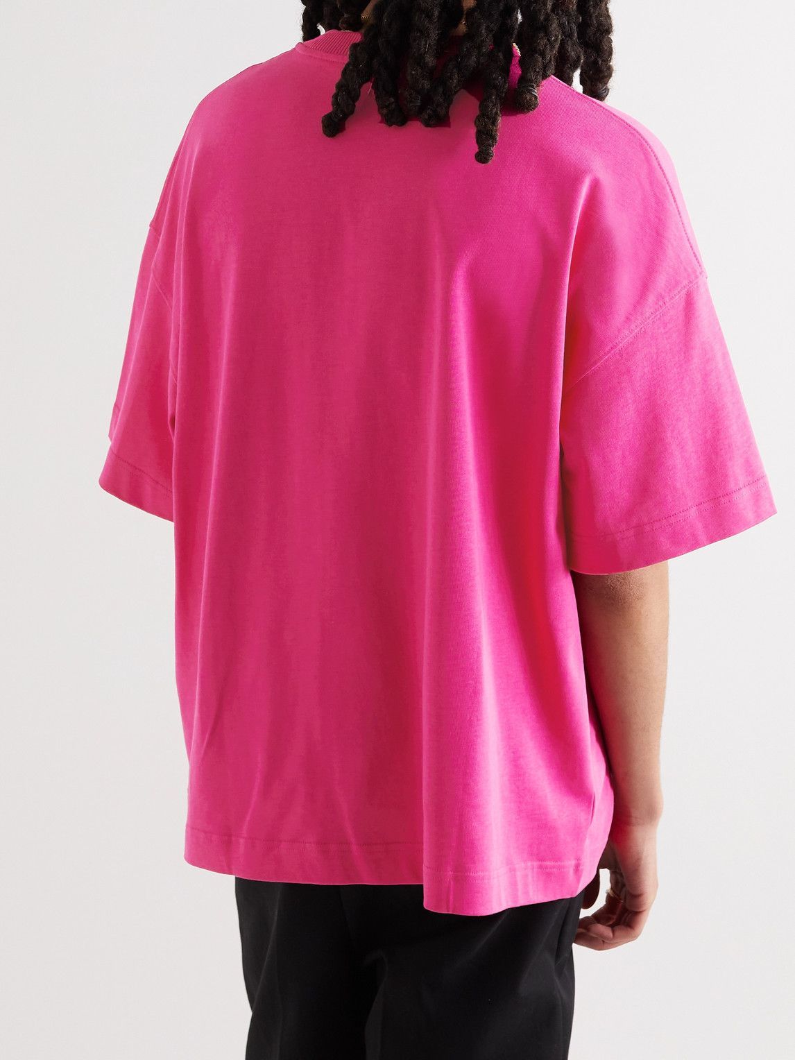 AMI PARIS LogoAppliquéd Organic CottonJersey TShirt Pink AMI