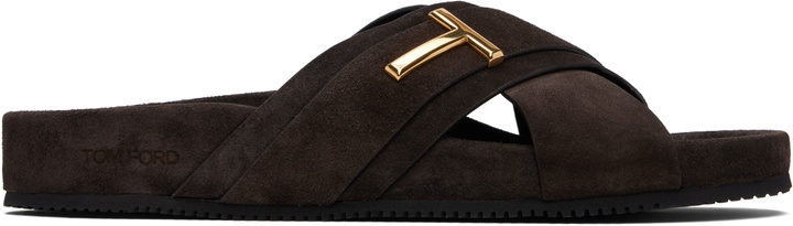 Photo: TOM FORD Brown Suede Wicklow T Slides