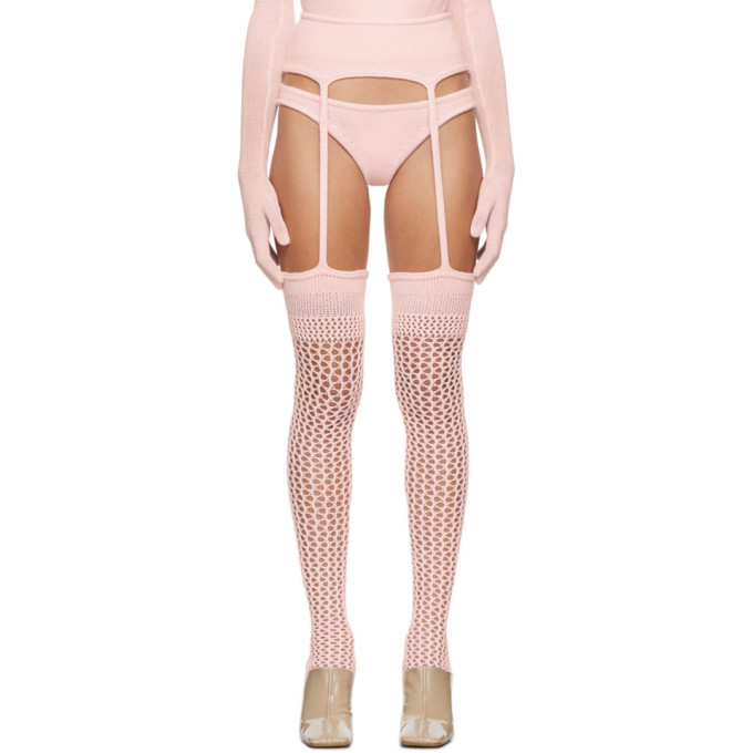 Photo: ISA BOULDER SSENSE Exclusive Pink Knit Leggings and Briefs Set