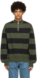 Han Kjobenhavn Green & Black Striped Half-Zip Sweatshirt