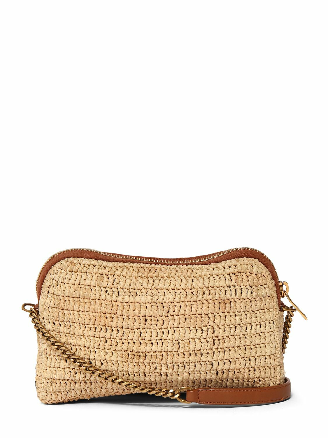 SAINT LAURENT Mini Gaby Raffia Pouch with Chain Saint Laurent