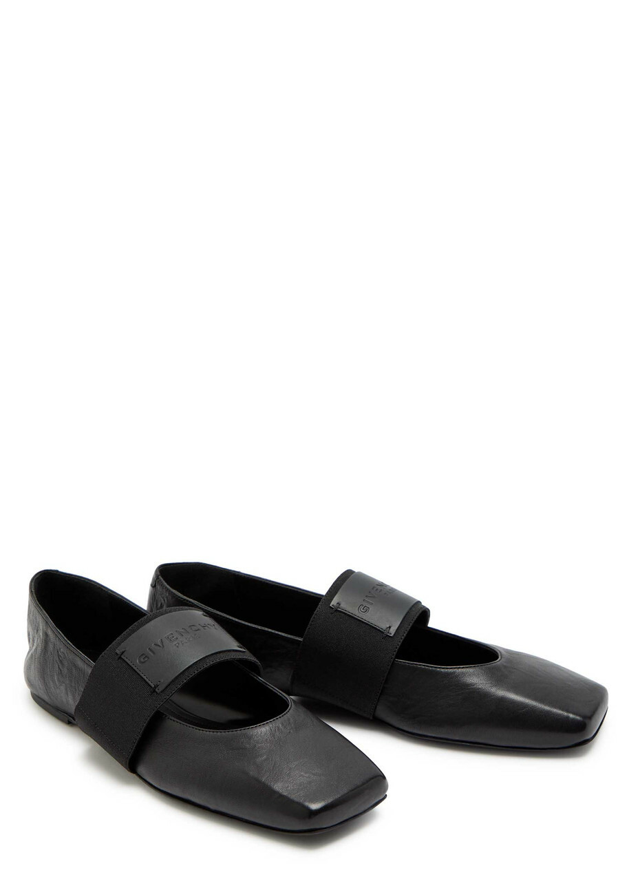 Givenchy Logo-appliquéd Leather Ballet Flats Black