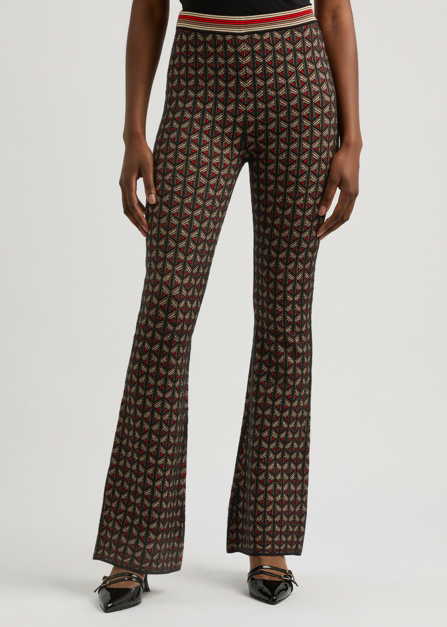Diane Von Furstenberg Ashdon Intarsia Flared Knitted Trousers Multicoloured