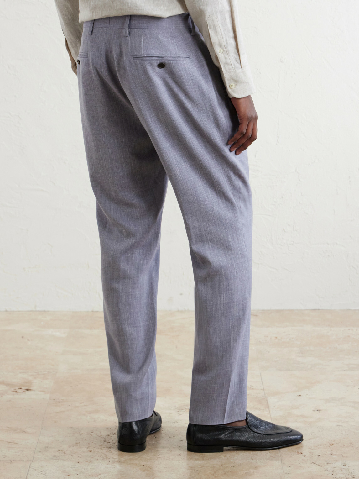 Mr P. - Straight-Leg Pleated Wool, Silk and Linen-Blend Suit Trousers - Purple