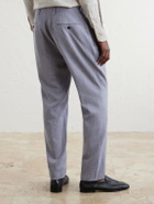 Mr P. - Straight-Leg Pleated Wool, Silk and Linen-Blend Suit Trousers - Purple