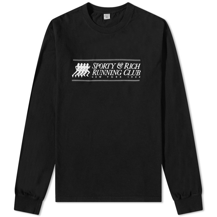 Photo: Sporty & Rich Long Sleeve 94 Running Club T-Shirt in Black/White