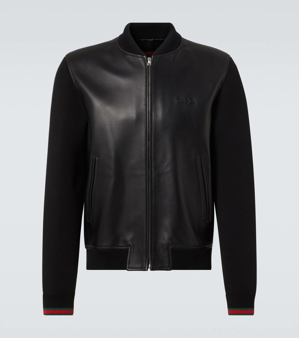 Gucci Web Stripe leather bomber jacket Gucci