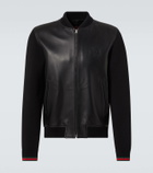 Gucci Web Stripe leather bomber jacket