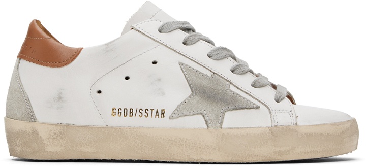 Photo: Golden Goose White & Brown Super-Star Sneakers