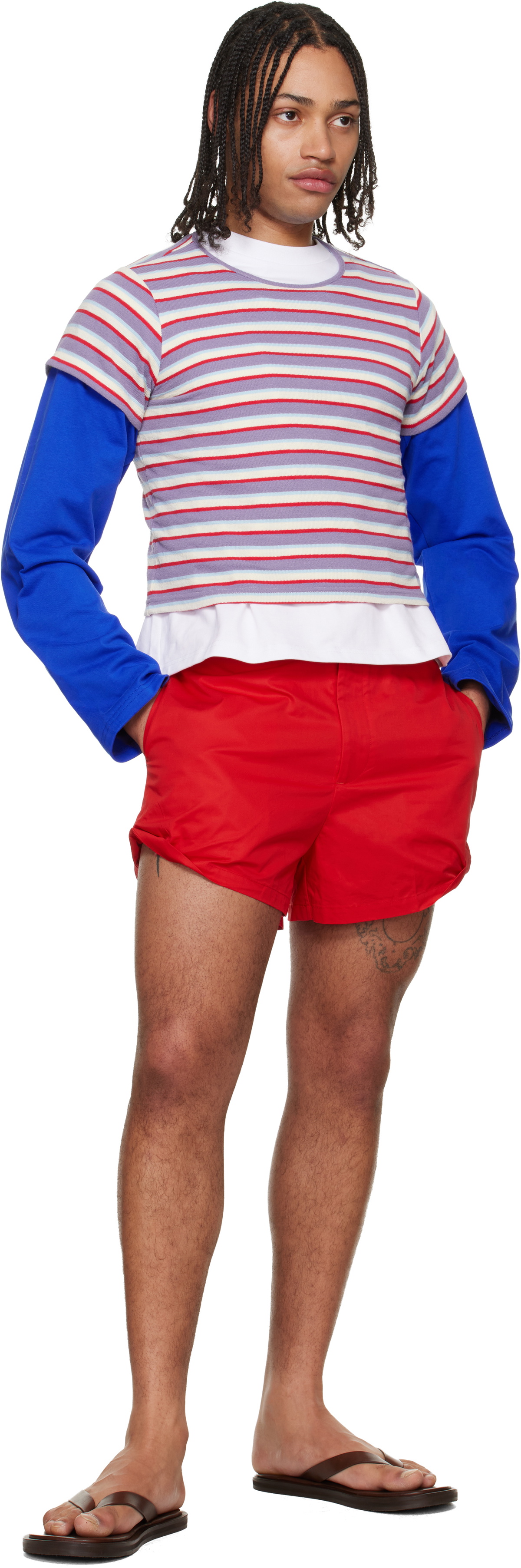 LII Purple & Red Cropped Stripe T-shirt