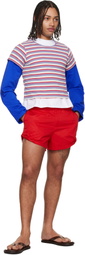 LII Purple & Red Cropped Stripe T-shirt