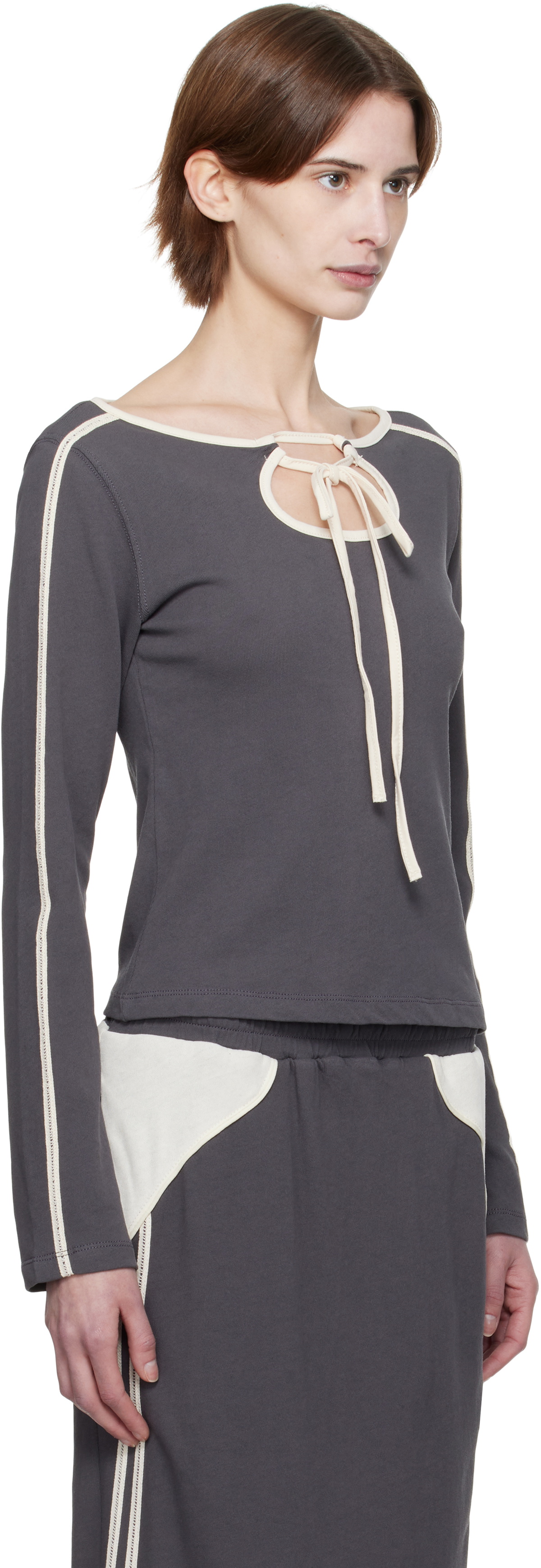 Kijun Gray Cut Out Jersey T-shirt