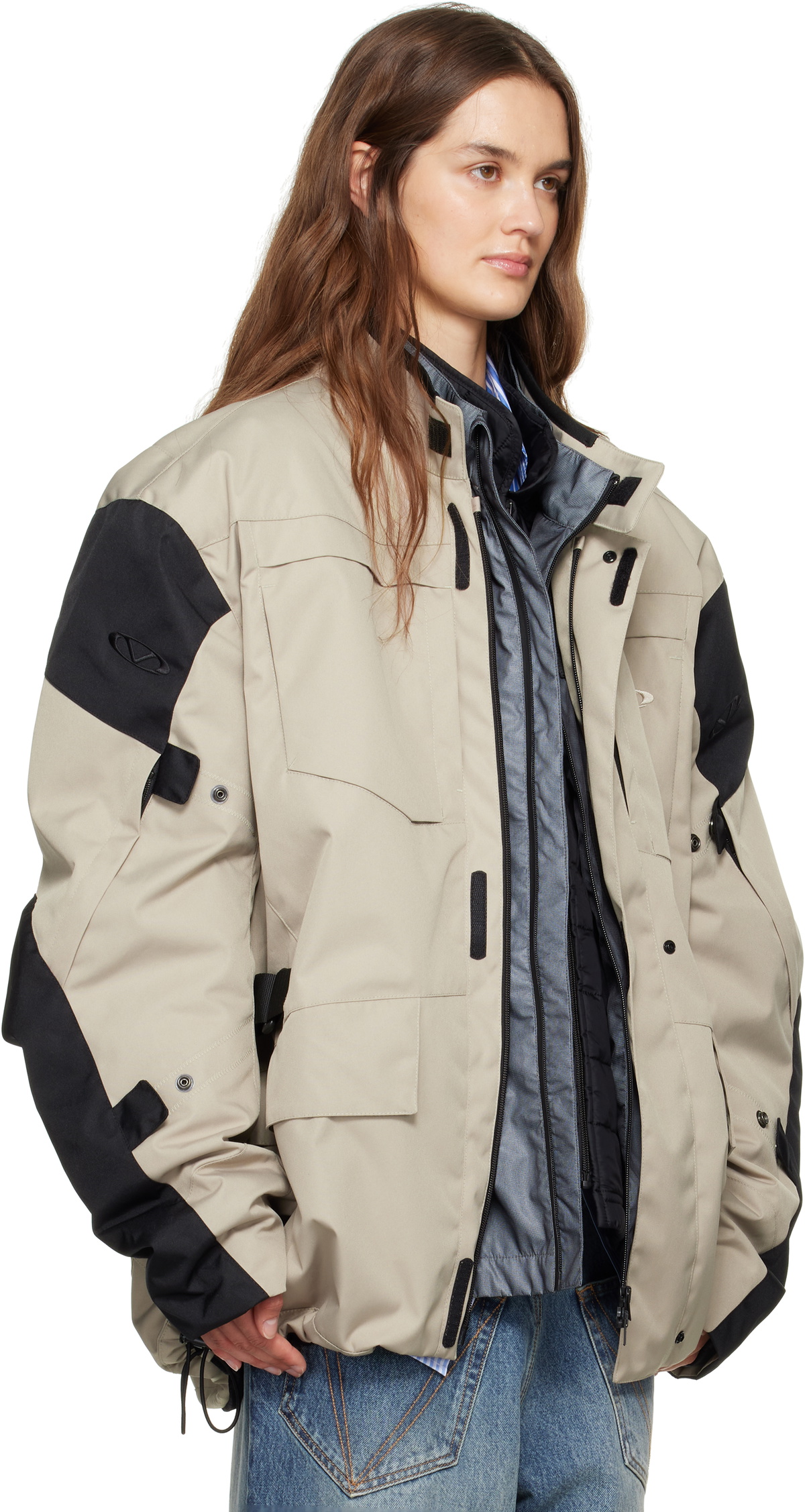 VETEMENTS Beige & Black Biker Parka Coat & Jackets Set