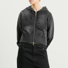 Dime Women's Cropped Zip Hoodie in Black Washed