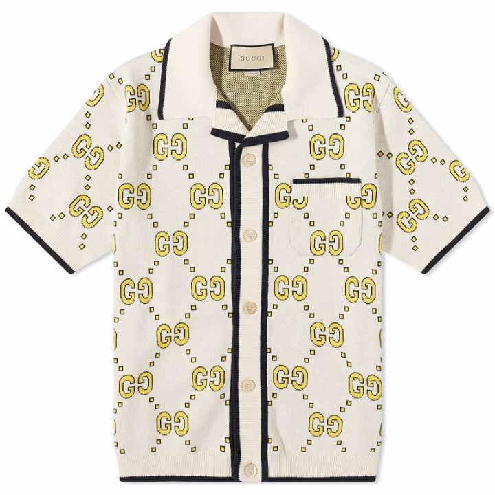 Photo: Gucci Men's GG Knitted Shirt in Milk