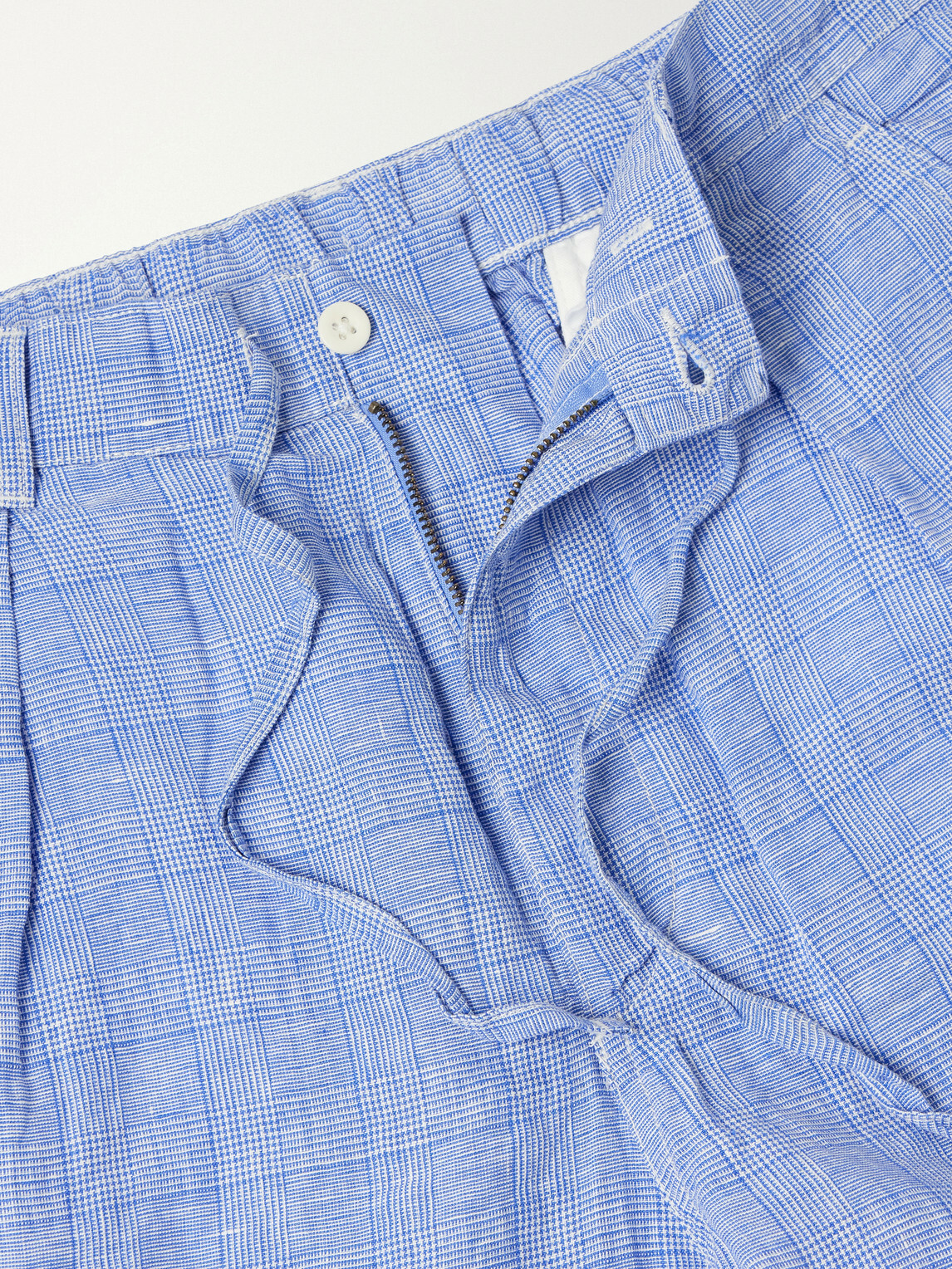Polo Ralph Lauren - Wide-Leg Checked Woven Linen Trousers - Blue
