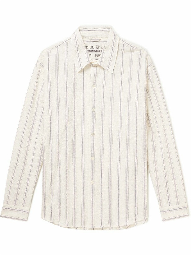 Photo: mfpen - Exact Striped Cotton-Seersucker Shirt - Neutrals