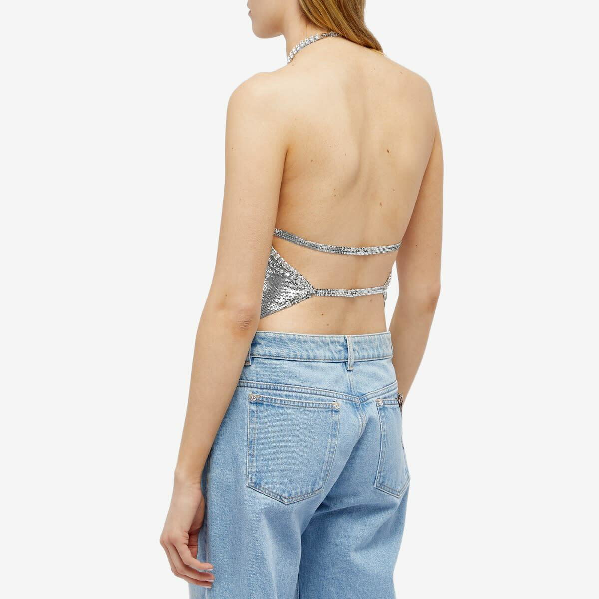 Paco Rabanne Women's Chain Mail Halter Neck Top in Silver