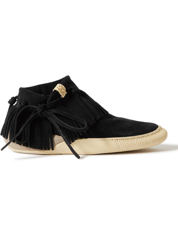 Photo: VISVIM - Gila Shaman Coyote-Folk Fringed Suede High-Top Sneakers - Black