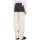 Raf Simons Brown and Off-White Wool Horizontal Cut Trousers