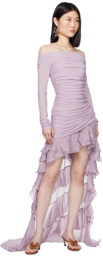 Blumarine Purple Ruffled Maxi Dress