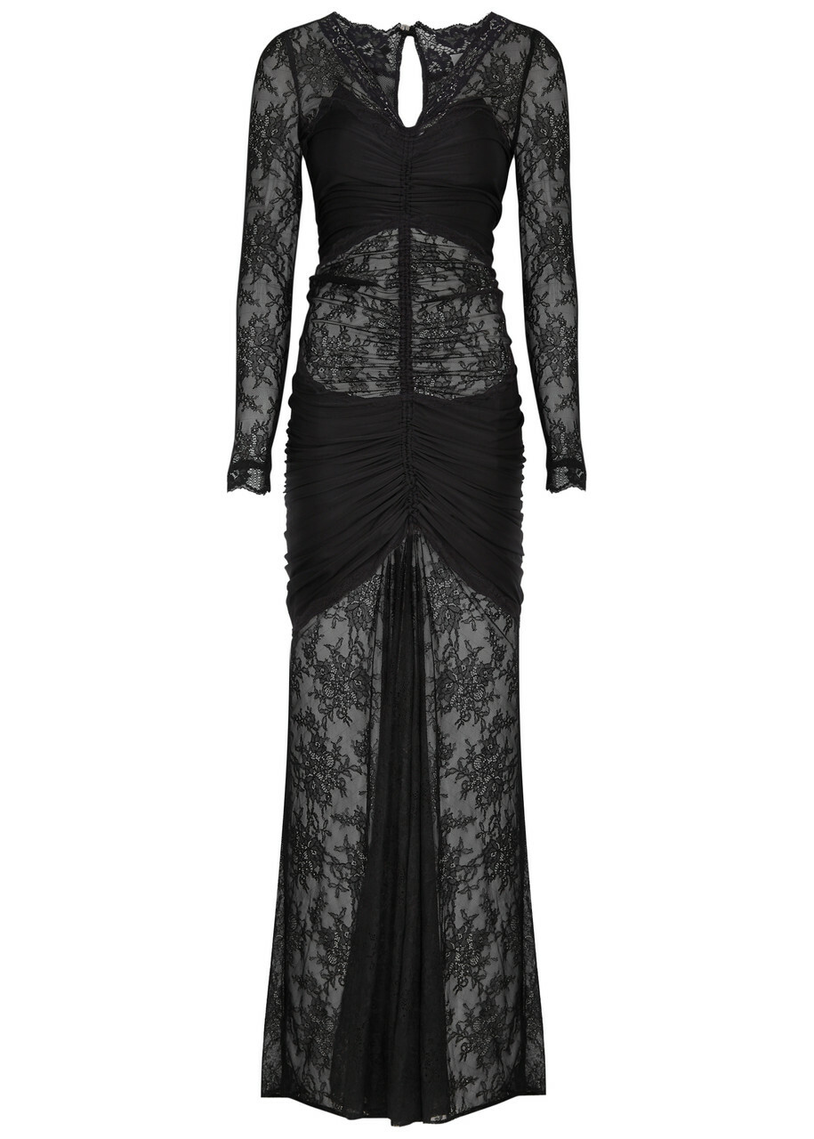 【関税込み】Rabanne ブラック ウール マキシドレス BLACK LONG DRESS IN LACE | Rabanne