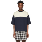 N.Hoolywood Off-White and Navy Colorblock T-Shirt