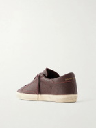 Golden Goose - Super-Star Distressed Full-Grain Leather Sneakers - Burgundy