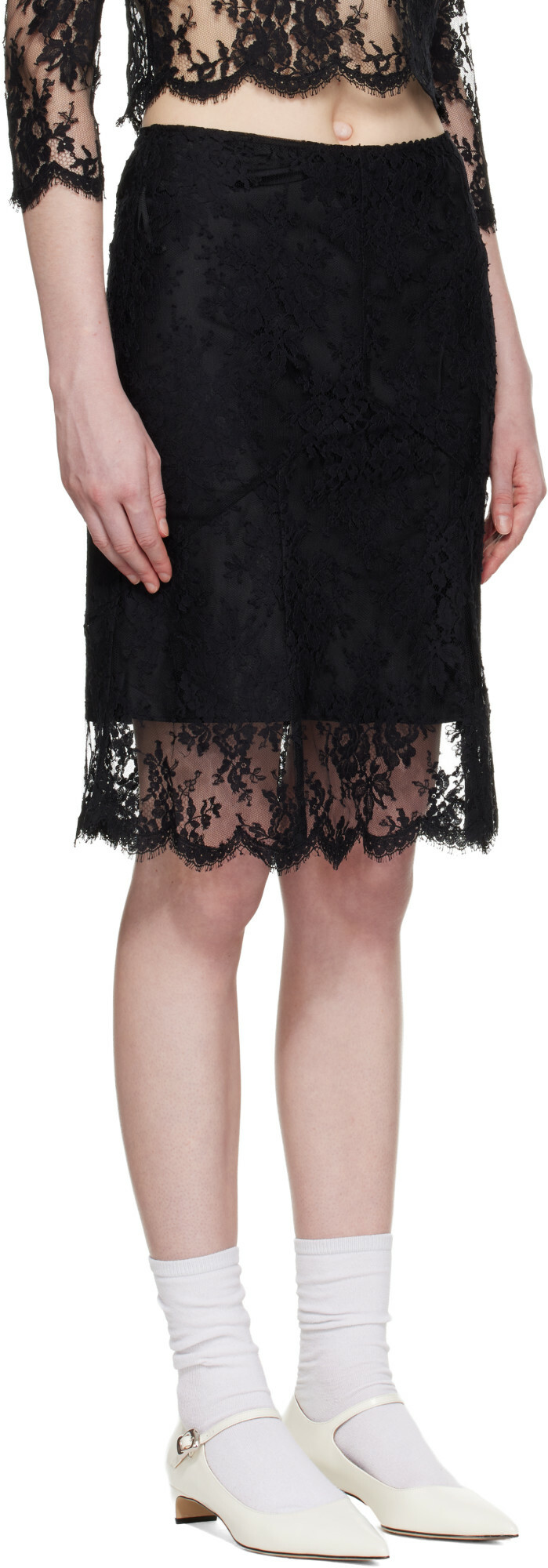 SHUSHU/TONG Black Flared Midi Skirt