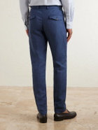 Eleventy - Flat Front Chino Linen Trousers - Blue