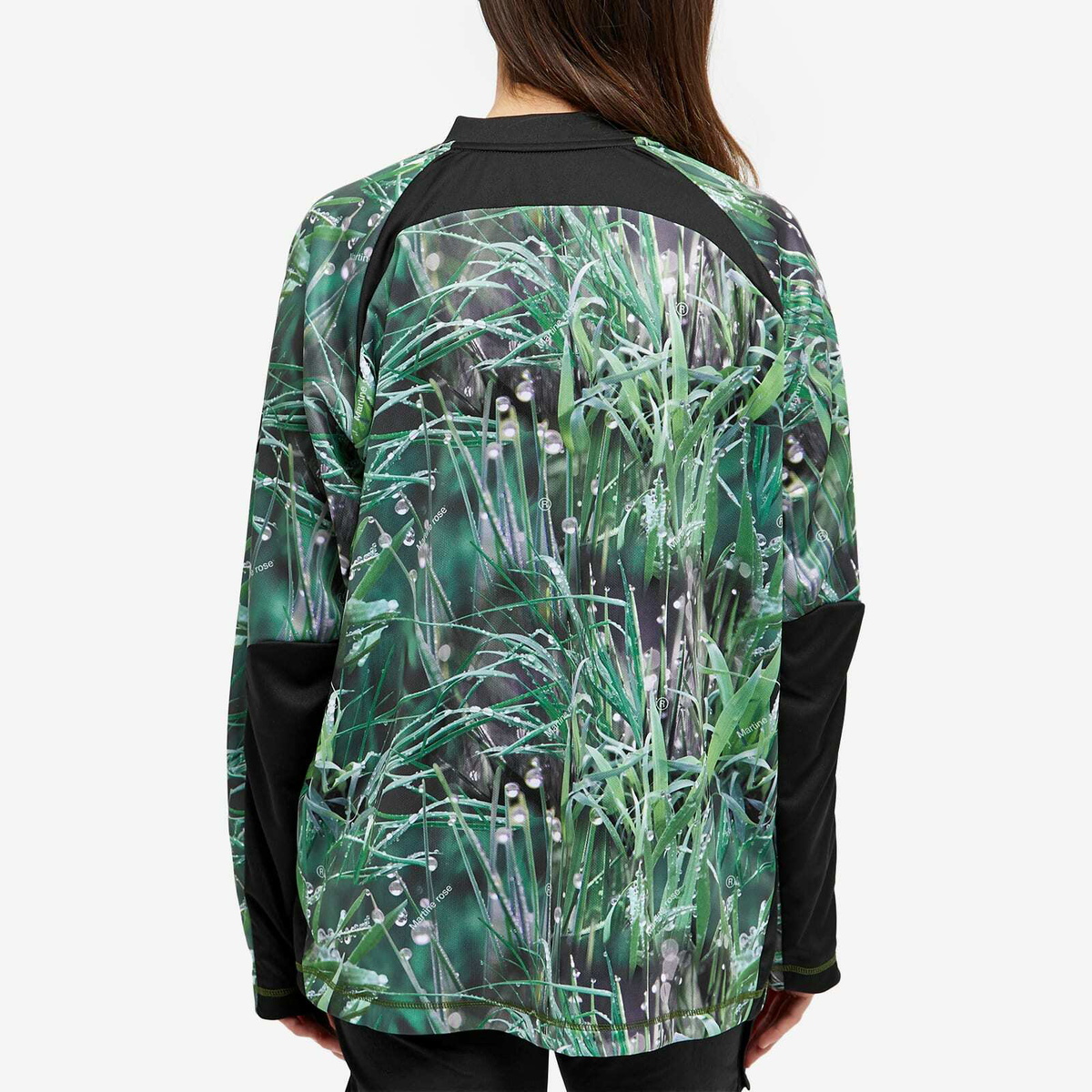 【MARTINE ROSE】PANELLED FOOTBALL TOP GRASS PRINT/BLACK Martine Rose Women's Panelled Football Top in Grass Print
