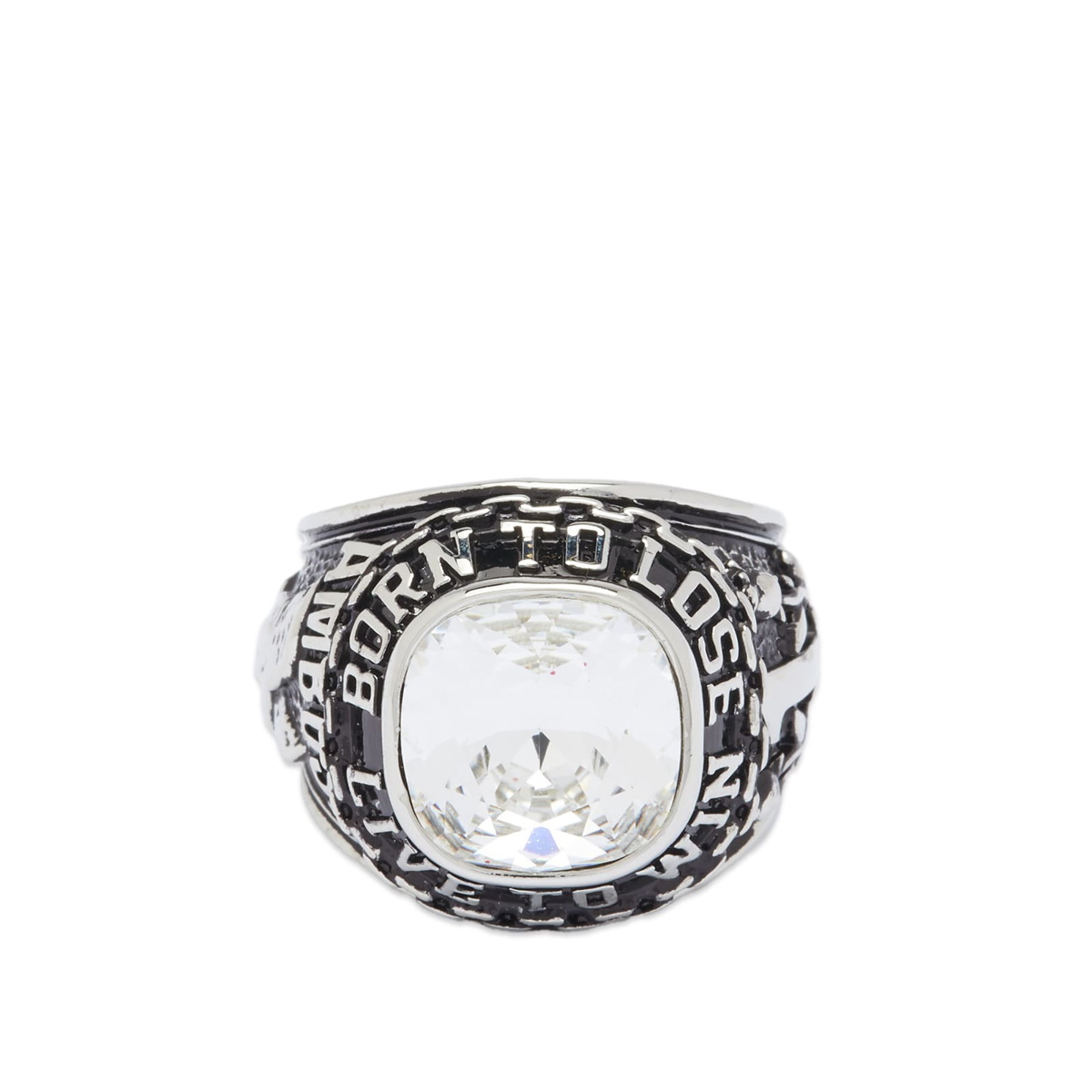 Ambush Engraved Crystal Signet Ring - Silver