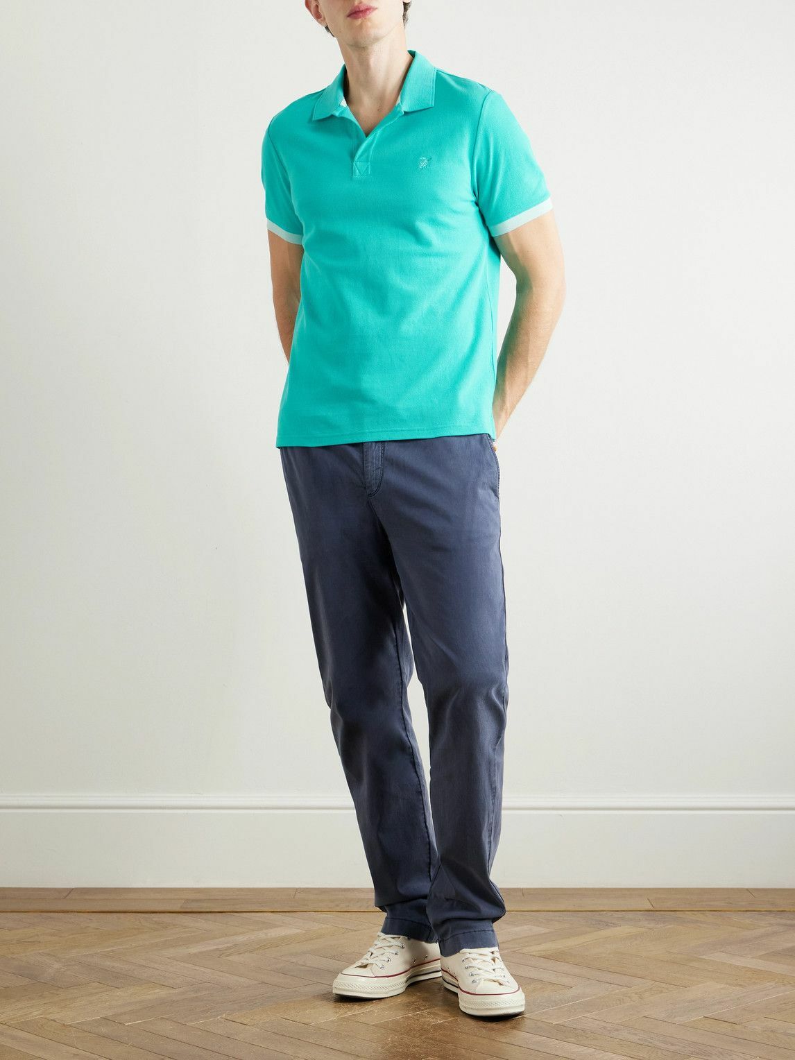 Vilebrequin - Slim-Fit Logo-Embroidered Organic Cotton-Piqué Polo Shirt - Blue
