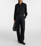 Bottega Veneta Intrecciato leather-trimmed wool shirt