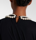 Junya Watanabe Draped faux pearl-embellished cotton top