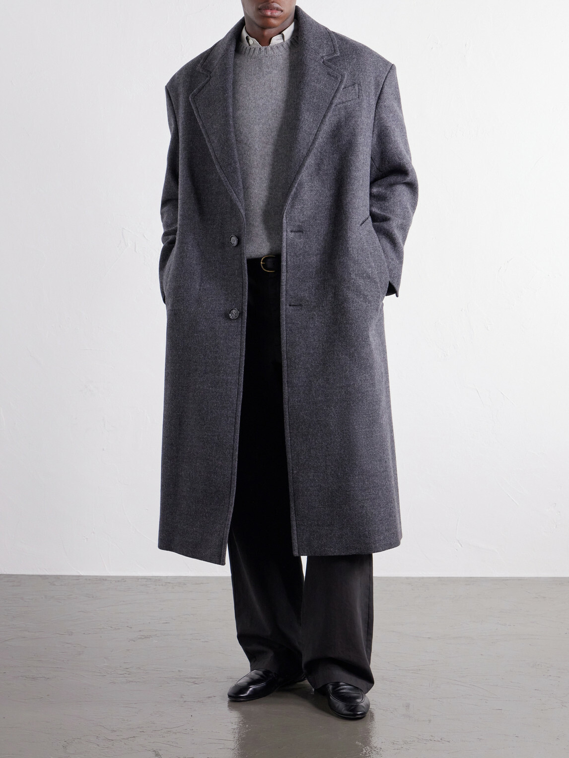 AMI PARIS - Boiled Virgin Wool-Gabardine Coat - Gray
