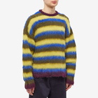 Brain Dead Men's Blurry Lines Alpaca Crew Knit in Yellow Multi