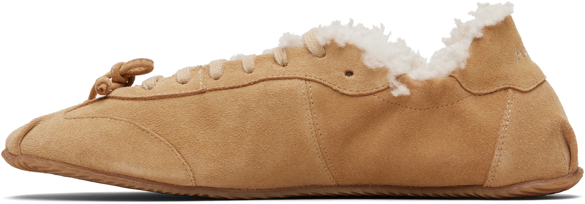 ABRA Tan Shearling Ballerina Sneakers