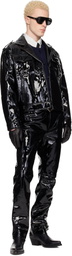 Ernest W. Baker Black Leather Military Bomber Jacket