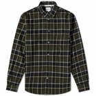 Norse Projects Men's Anton Brushed Flannel Check Button Down Shirt in Beech Green
