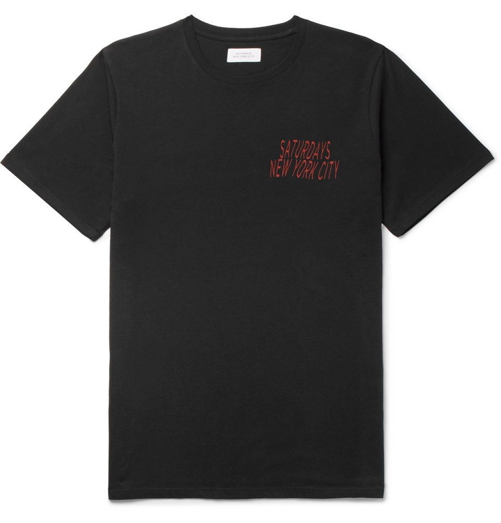 Photo: Saturdays NYC - Wave Logo-Print Cotton-Jersey T-Shirt - Men - Black