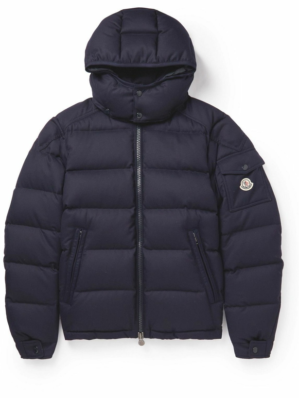 Photo: Moncler - Logo-Appliquéd Quilted Wool Hooded Down Jacket - Blue