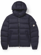 Moncler - Logo-Appliquéd Quilted Wool Hooded Down Jacket - Blue